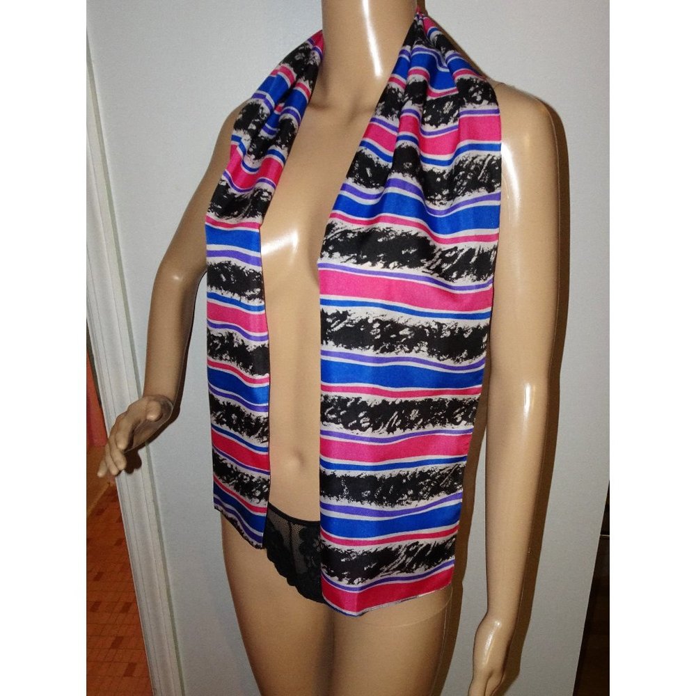 Vintage Pink & Blue Striped Sarah Coventry Scarf pinup retro rockabilly bow